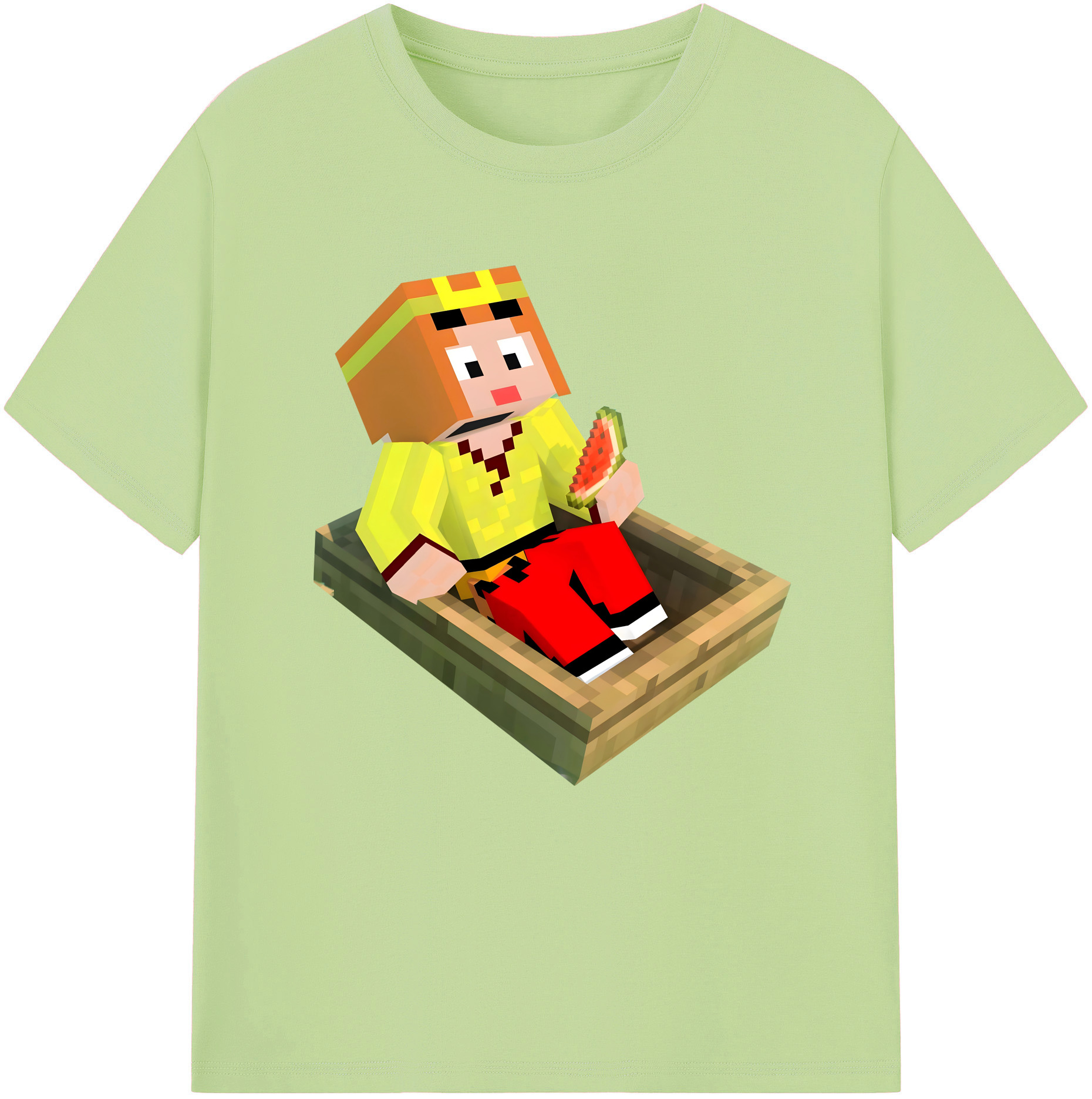 （画像用） マインクラフト ブロックの世界 Minecraft MC Block world 綿100％半袖Tシャツ（フロントプリント）